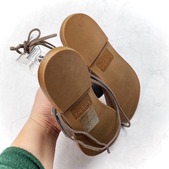 [Soludos] Suede Lace Up Toe Ring Sandals - Picture 4 of 5